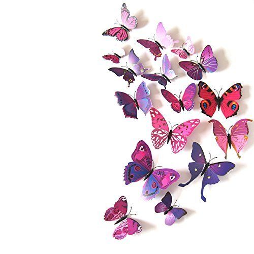 Kleurrijke Vlinders 3D Roze Paars